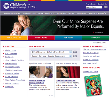 Children's Hospital of Pittsburgh Website